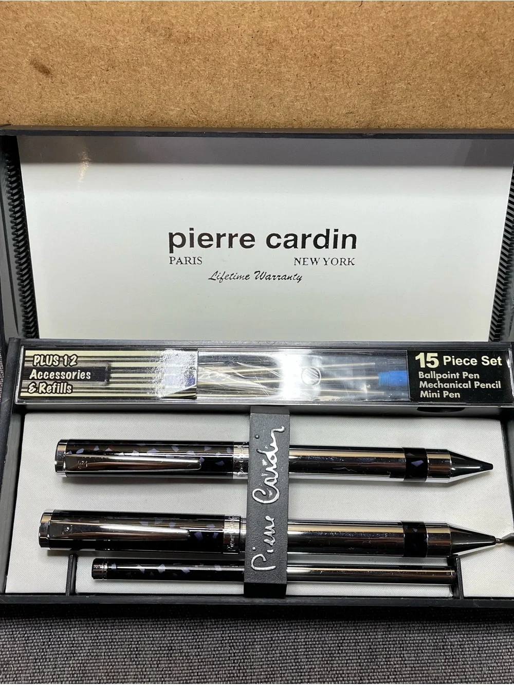 Pierre Cardin Black & Silver 15-Piece Pen Set